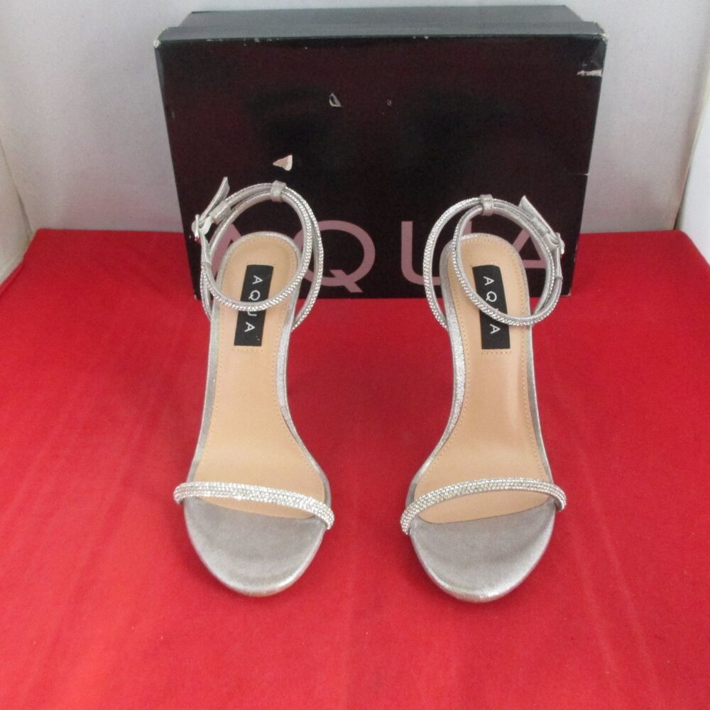 Aqua Berlin Embellished Metallic Heels $128 - US Size 6 1/2 - Silver - 1103 - Picture 4 of 12